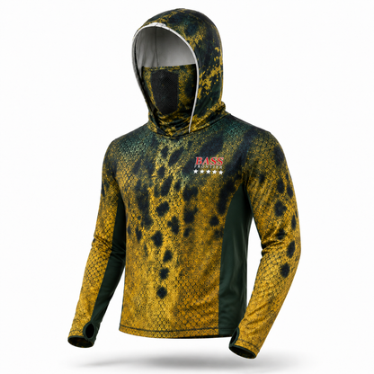 Phantom Walleye Camo Hoodie — camo fishing hoodie detail view 4