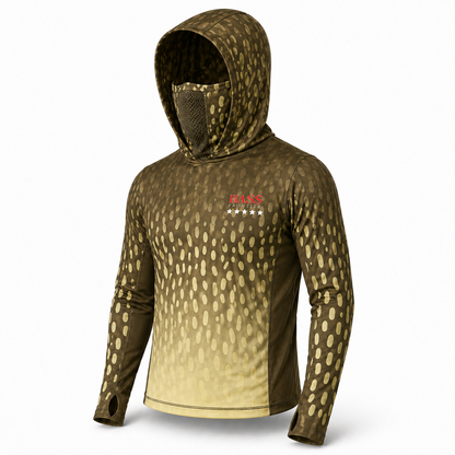 Phantom Pike Camo Hoodie — camo fishing hoodie detail view 4