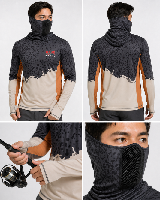 Phantom Catfish Camo Hoodie — camo fishing hoodie detail view 1