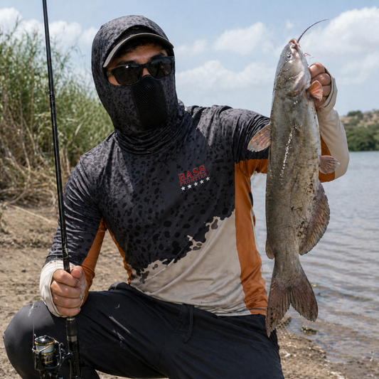 Phantom Catfish Camo Hoodie — UPF 50+ camo fishing hoodie by BassFrontier