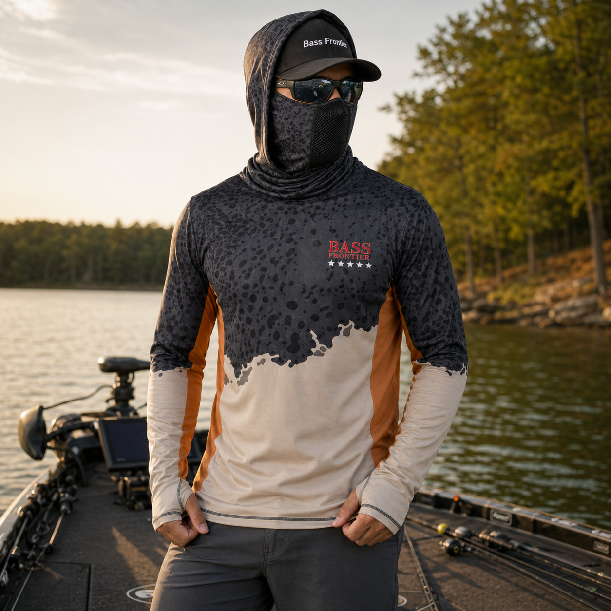 Phantom Catfish Camo Hoodie — camo fishing hoodie detail view 4