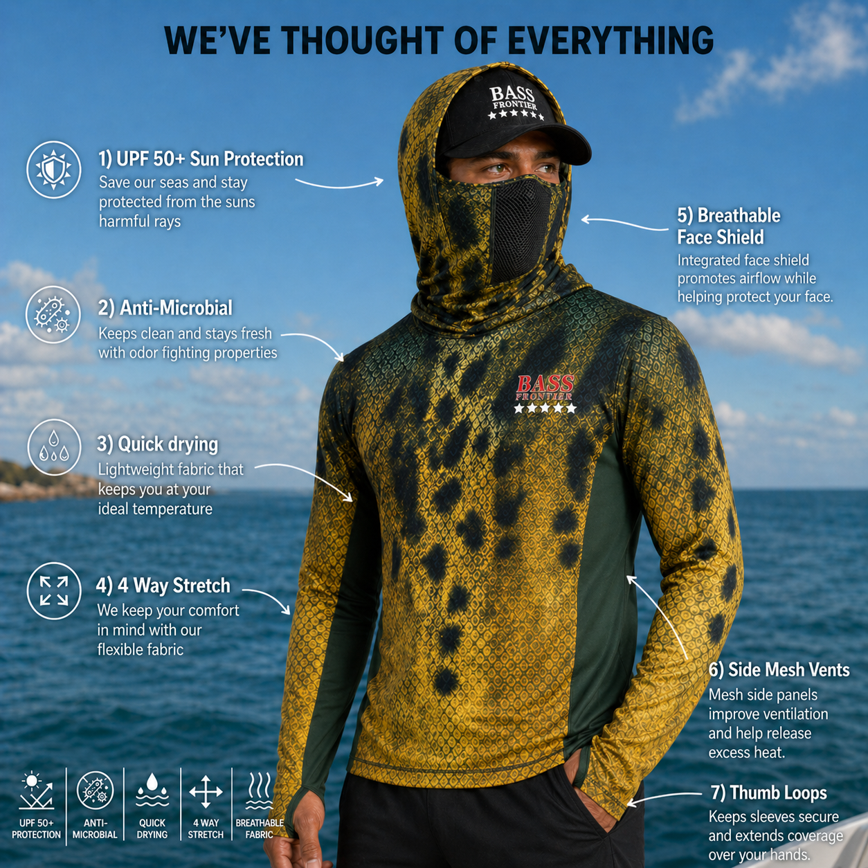 Phantom Walleye Camo Hoodie — camo fishing hoodie detail view 3