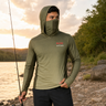 Bass Camo Fishing Hoodie — angler at sunset on the riverbank
