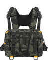 BassFrontier Chest Rig — camo fishing chest pack with harness, front view
