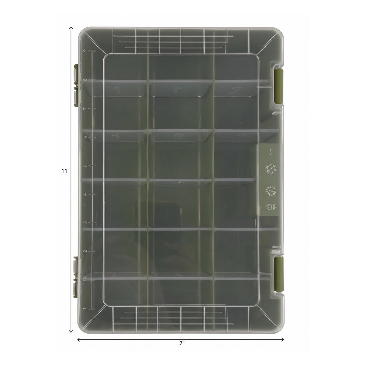 Fishing tool box dimensions, 11 by 7 inches
